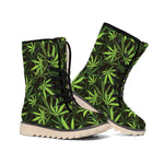 Cannabis Leaves Pattern Print Winter Boots