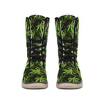 Cannabis Leaves Pattern Print Winter Boots