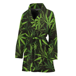 Cannabis Leaves Pattern Print Women's Bathrobe