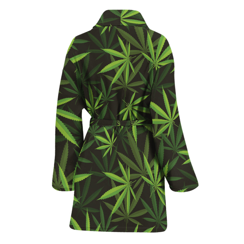 Cannabis Leaves Pattern Print Women's Bathrobe