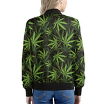 Cannabis Leaves Pattern Print Women's Bomber Jacket