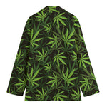 Cannabis Leaves Pattern Print Women's Cotton Blazer
