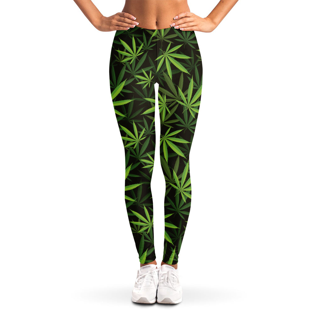 Cannabis Leaves Pattern Print Women's Leggings