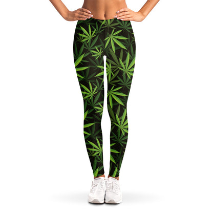 Cannabis Leaves Pattern Print Women's Leggings
