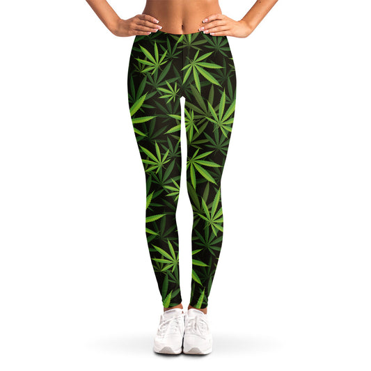 Cannabis Leaves Pattern Print Women's Leggings