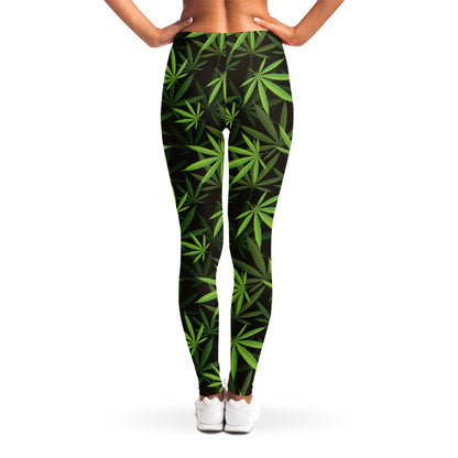 Cannabis Leaves Pattern Print Women's Leggings