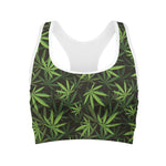 Cannabis Leaves Pattern Print Women's Sports Bra