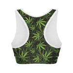 Cannabis Leaves Pattern Print Women's Sports Bra