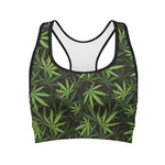 Cannabis Leaves Pattern Print Women's Sports Bra