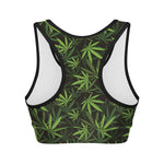 Cannabis Leaves Pattern Print Women's Sports Bra