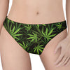 Cannabis Leaves Pattern Print Women's Thong