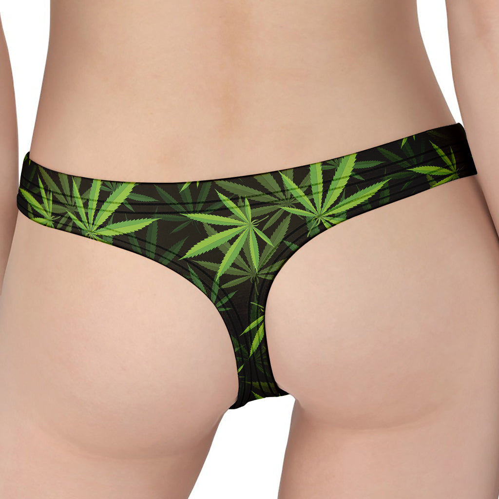 Cannabis Leaves Pattern Print Women's Thong