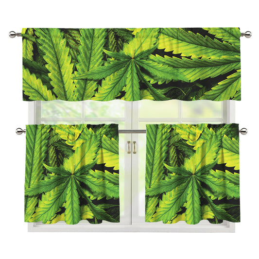 Cannabis Print 3 Piece Kitchen Curtains