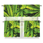 Cannabis Print 3 Piece Kitchen Curtains