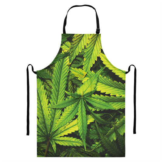 Cannabis Print Bib Apron With Pocket
