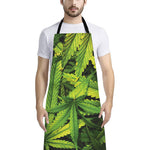 Cannabis Print Bib Apron With Pocket