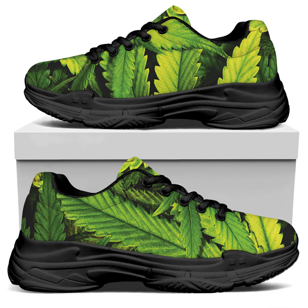 Cannabis Print Black Chunky Shoes