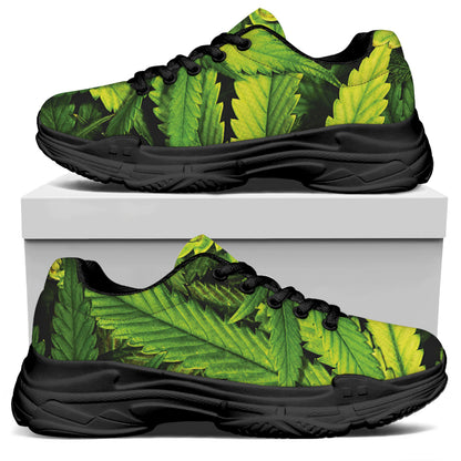 Cannabis Print Black Chunky Shoes