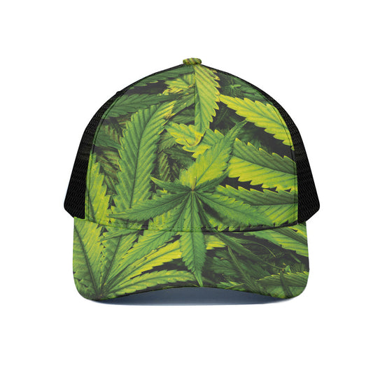 Cannabis Print Black Mesh Trucker Cap