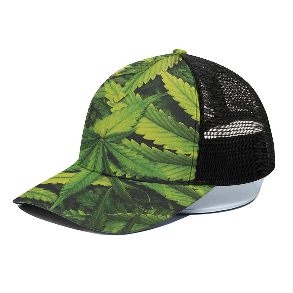Cannabis Print Black Mesh Trucker Cap