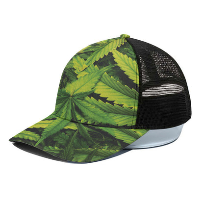 Cannabis Print Black Mesh Trucker Cap