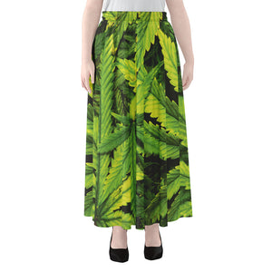 Cannabis Print Chiffon Maxi Skirt