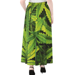 Cannabis Print Chiffon Maxi Skirt