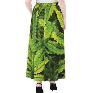 Cannabis Print Chiffon Maxi Skirt