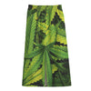 Cannabis Print Cotton Front Slit Maxi Skirt