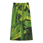 Cannabis Print Cotton Front Slit Maxi Skirt