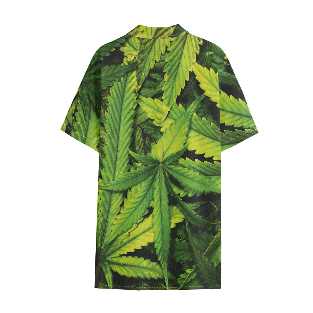 Cannabis Print Cotton Hawaiian Shirt