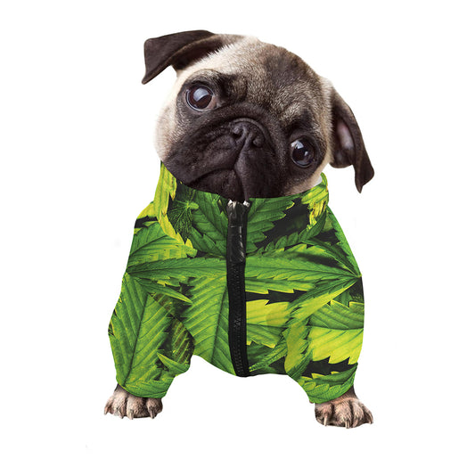 Cannabis Print Dog Zip Up Jacket