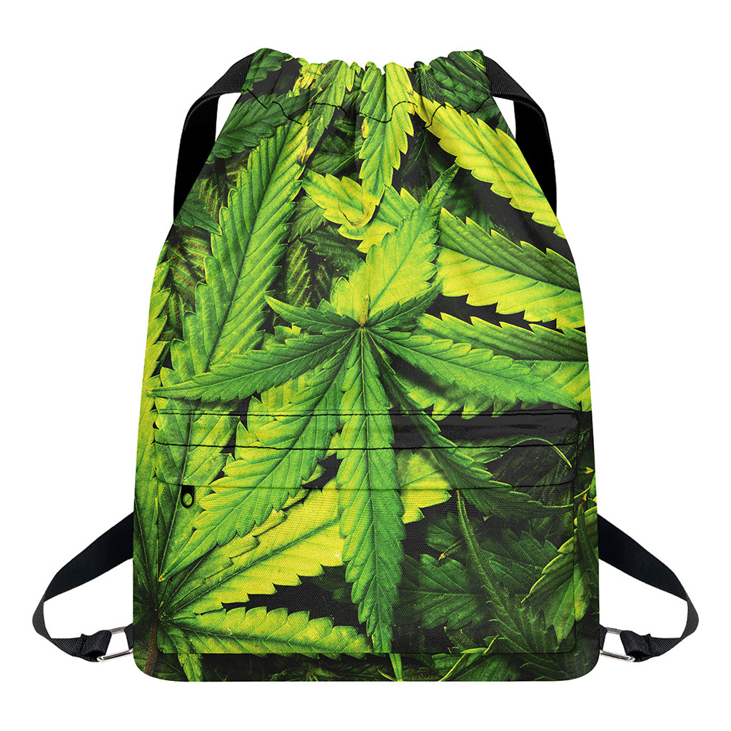 Cannabis Print Drawstring Backpack