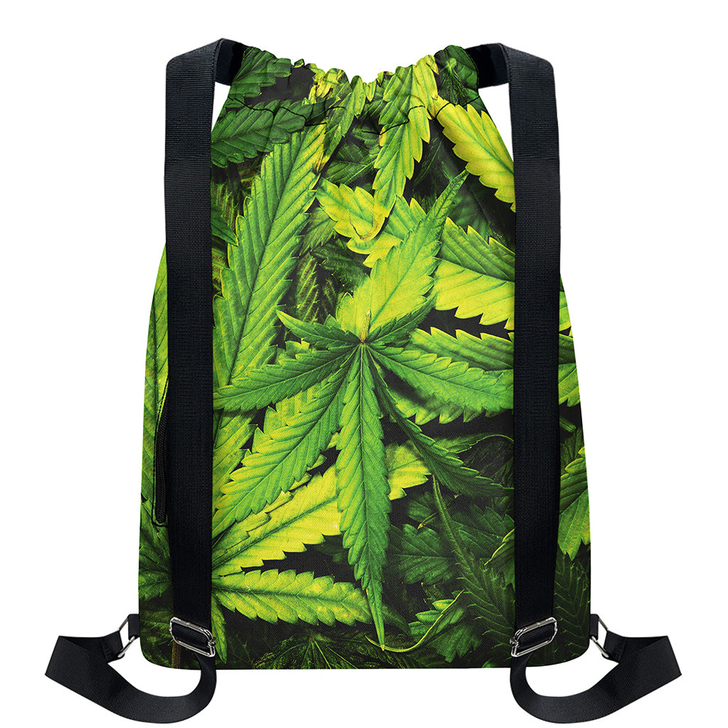 Cannabis Print Drawstring Backpack
