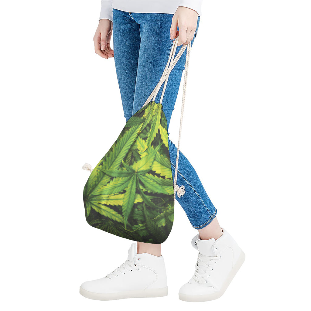 Cannabis Print Drawstring Bag