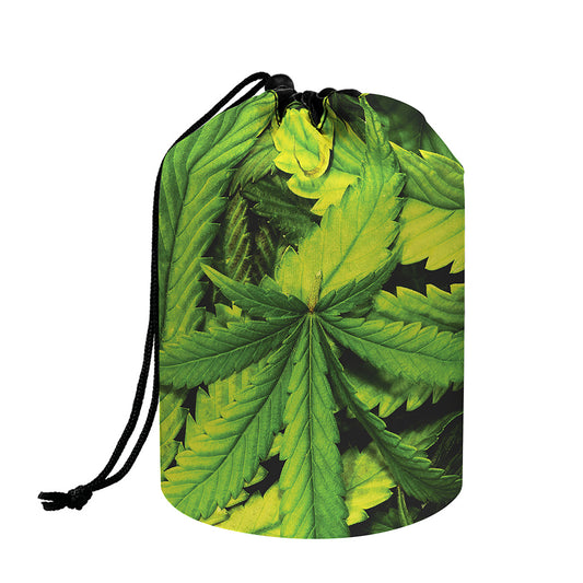 Cannabis Print Drawstring Makeup Bag