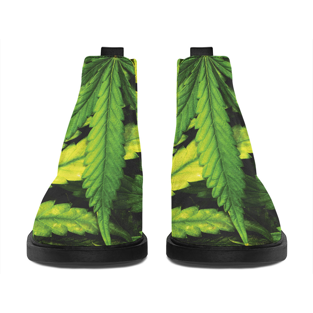 Cannabis Print Flat Ankle Boots