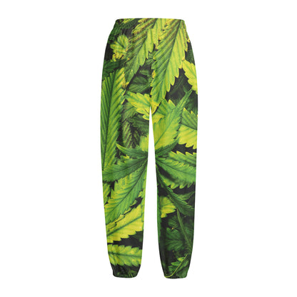 Cannabis Print Fleece Lined Knit Pants