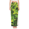 Cannabis Print High Slit Maxi Skirt