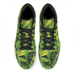 Cannabis Print High Top Leather Sneakers