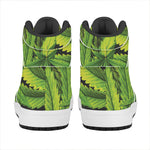 Cannabis Print High Top Leather Sneakers