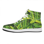 Cannabis Print High Top Leather Sneakers