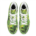 Cannabis Print High Top Leather Sneakers