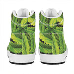 Cannabis Print High Top Leather Sneakers