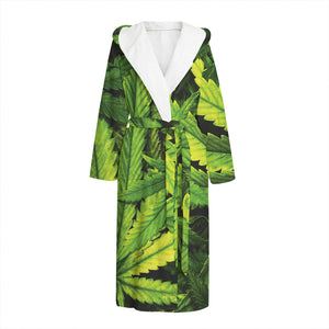 Cannabis Print Hooded Bathrobe