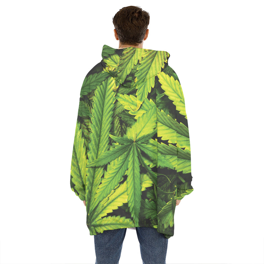Cannabis Print Hoodie Blanket