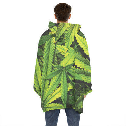 Cannabis Print Hoodie Blanket