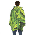 Cannabis Print Hoodie Blanket