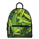 Cannabis Print Leather Backpack