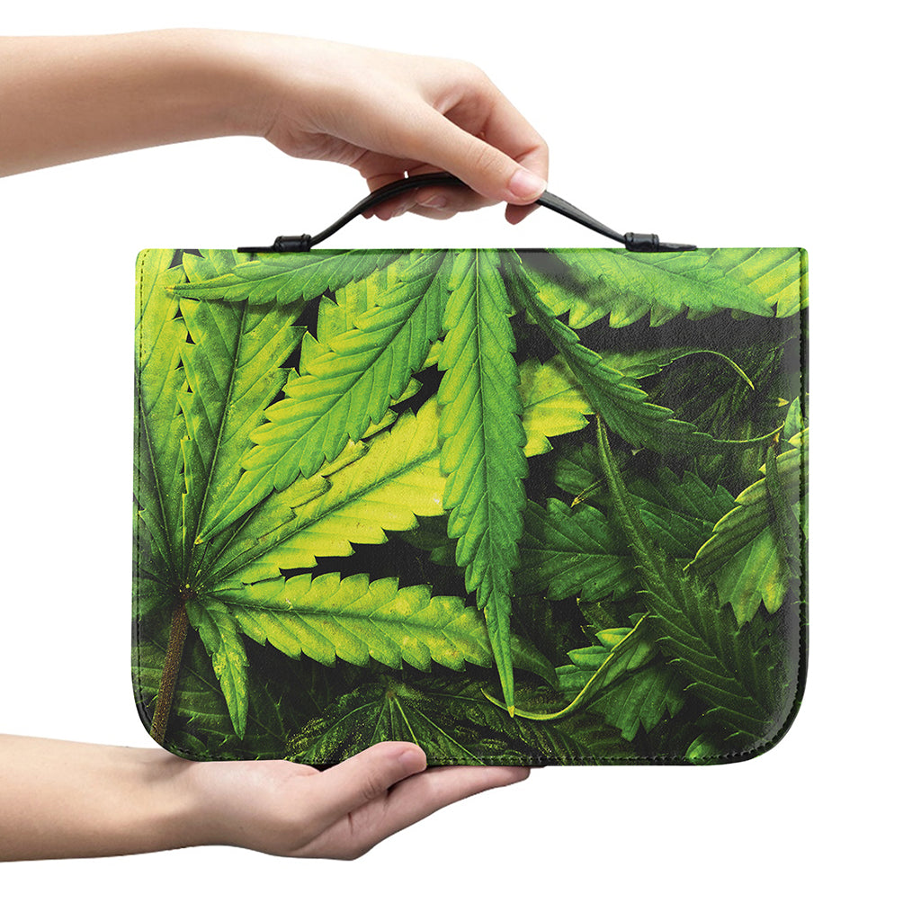 Cannabis Print Leather Bible Cover
